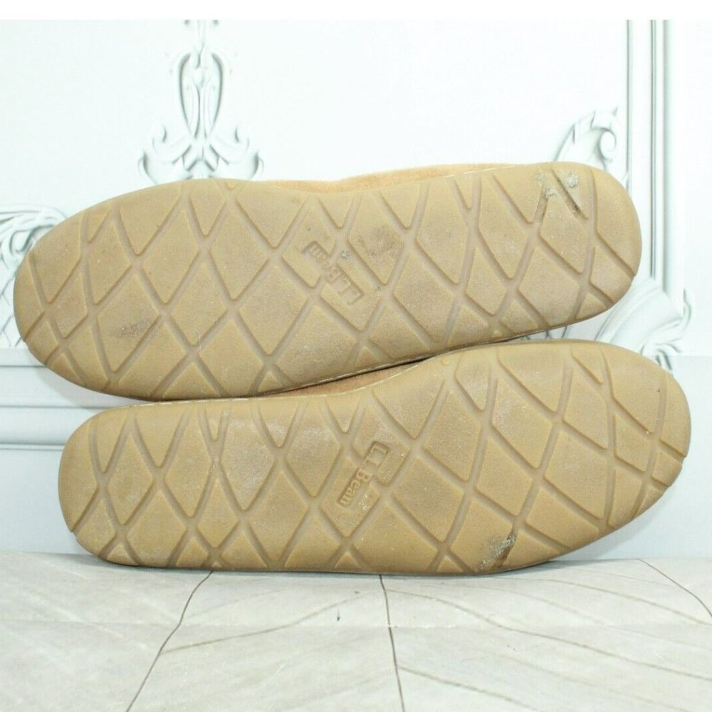 LL Bean Brown Suede Wicked Good Shearling Lined Moccasin Slippers 12 M - Picture 10 of 10